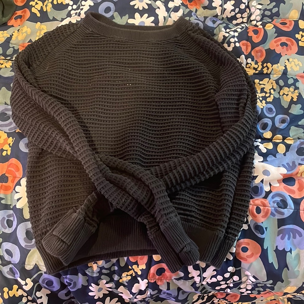 Lululemon Devi Crew Pointelle Black Open Knit 2-4.